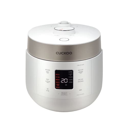 CUCKOO CRP-ST1009FW 10-Cup Twin Pressure Rice Cooker & Warmer with Nonstick Inner Pot, 16 Menu Options, 3 Voice Guide, Auto Clean (White)