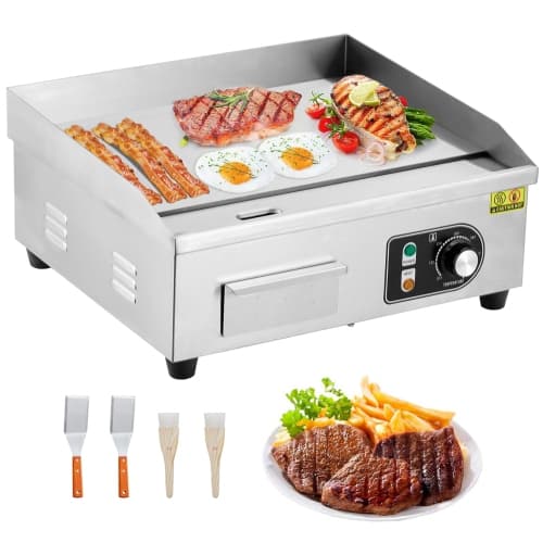 Acekool 22" Commercial Electric Flat Top Griddle, 1600W Countertop Non-Stick Teppanyaki Grill with Temperature Control