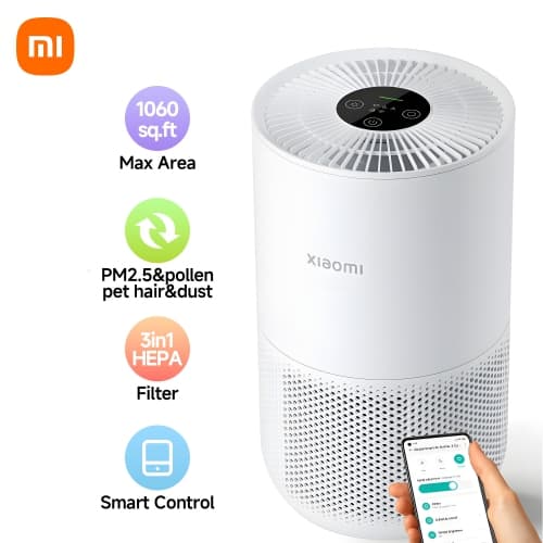 Xiaomi Mi Air Purifier 4 Compact, True HEPA H13 3-Stage Filter System Removes 99.97% of Pollutants, OLED Touch Display，Ultra-Quiet