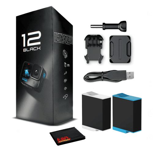 GoPro HERO12 Waterproof Action Camera with Extra Battery Bundle