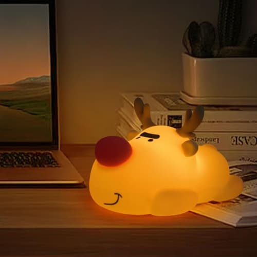 YOULIGHTS Kids Night Light - Silicone Dimmable, Rechargeable Toddler Night Light with Cute Reindeer Design, Safe Baby Night Light for Bedroom, Nursery and Breastfeeding