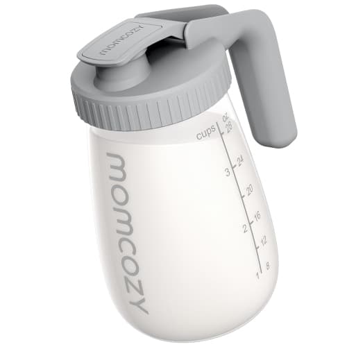 Momcozy Breast Milk Pitcher, Resistant to Heat and Cold Abrupt Temp Swings, No Leak Glass Breast Milk Fridge Storage Container With Wide Mouth, Fast Baby Formula Maker