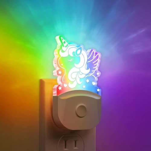 Cute Night Light for Kids [2 Pack], Plug in Night Light, 8 Color Changing Baby Night Light with Dusk to Dawn Sensor, Nightlights for Children, LED Night Lights