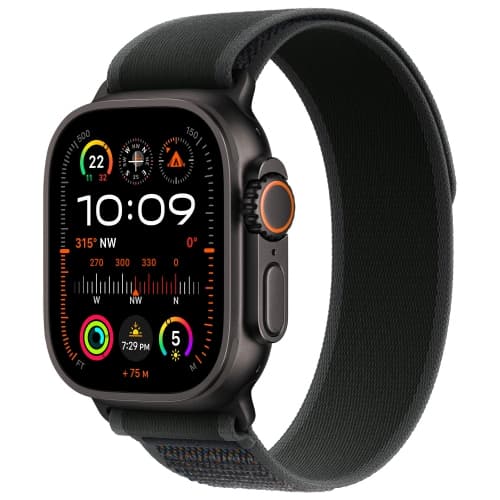 Open Box - Apple Watch Ultra 2 (GPS + Cellular) 49mm Black Titanium Case with Black Trail Loop - Medium/Large