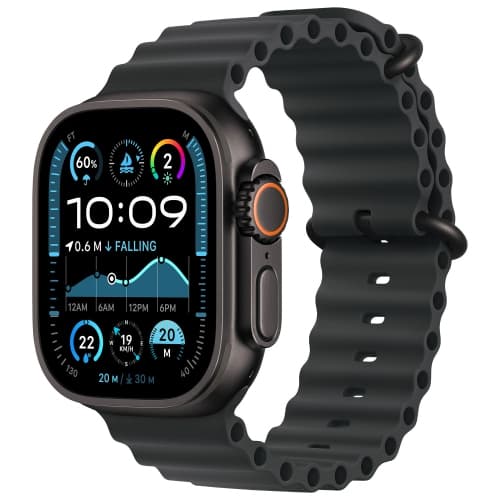 Refurbished (Excellent) - Apple Watch Ultra 2 (GPS + Cellular) 49mm Black Titanium Case with Black Ocean Band