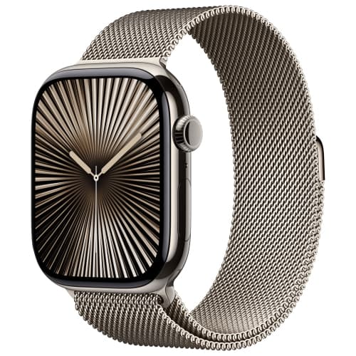 Open Box - Apple Watch Series 10 (GPS + Cellular) 46mm Natural Titanium Case with Natural Milanese Loop - Medium/Large