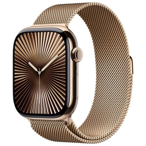 Open Box - Apple Watch Series 10 (GPS + Cellular) 46mm Gold Titanium Case with Gold Milanese Loop - Small/ Medium