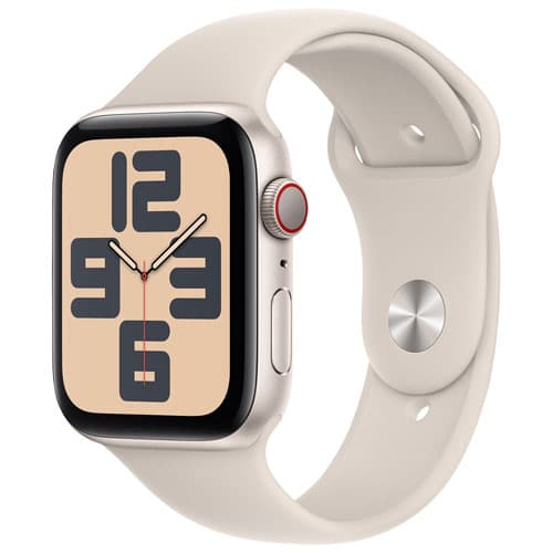 Koodo Apple Watch SE (GPS + Cellular) 44mm Starlight Aluminum Case with Starlight Sport Band - Medium / Large - Monthly Tab Payment