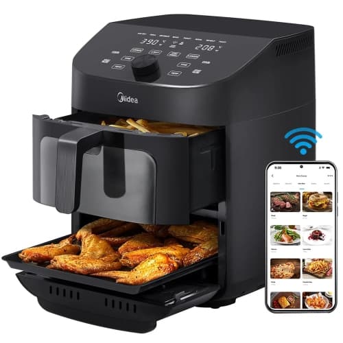 Refurbished Excellent- Midea Dual Basket Air Fryer Oven 11 Quart 8 in 1 Functions