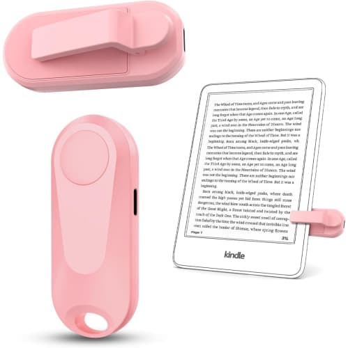 Remote Control Page Turner for Kindle Paperwhite Oasis Kobo E-Book eReaders, Page Turner Clicker for ipad Tablets Reading Novels, Remote Camera Shutter and Video, Pink