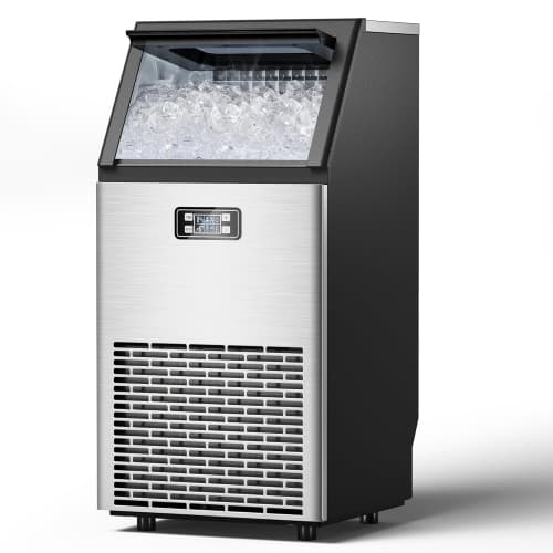 Antarctic Star Stainless Steel Commercial Ice Machine, 24-Hour Timer, Ice Thickness Control, and Quick Self-Cleaning Function for Bar/Cafes/Home