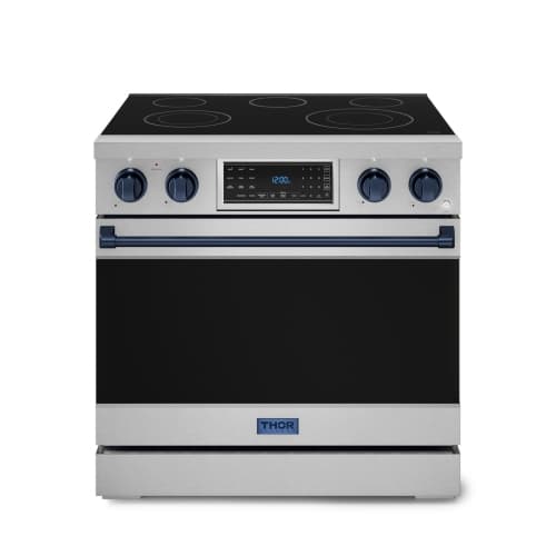 Gordon Ramsay by THOR Kitchen 36 Inch Professional Electric Range with Tilt Panel Touch Control in Stainless Steel/Navy Blue