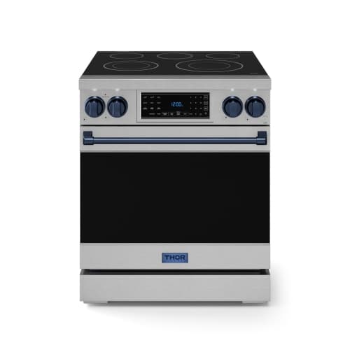 Gordon Ramsay by THOR Kitchen 30 Inch Professional Electric Range with Tilt Panel Touch Control in Stainless Steel/Navy Blue