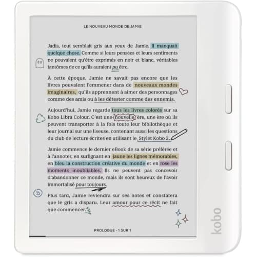 Kobo Libra Colour 7" Digital eReader with Touchscreen - White- Open Box