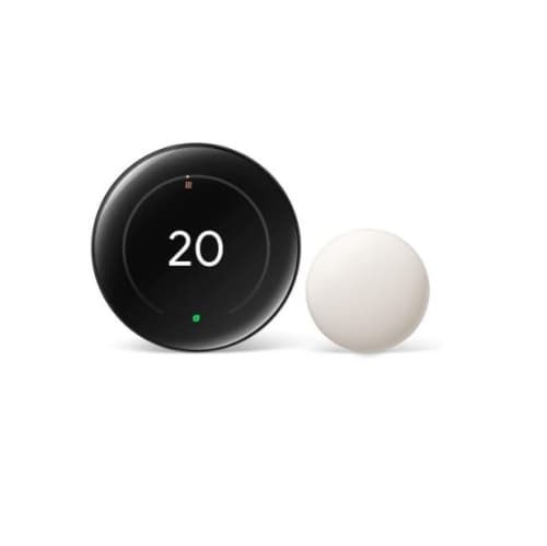 Refurbished (Excellent) - Google Nest Wi-Fi Smart Learning Thermostat (4th Generation) with Nest Temperature Sensor, Polished Obsidian