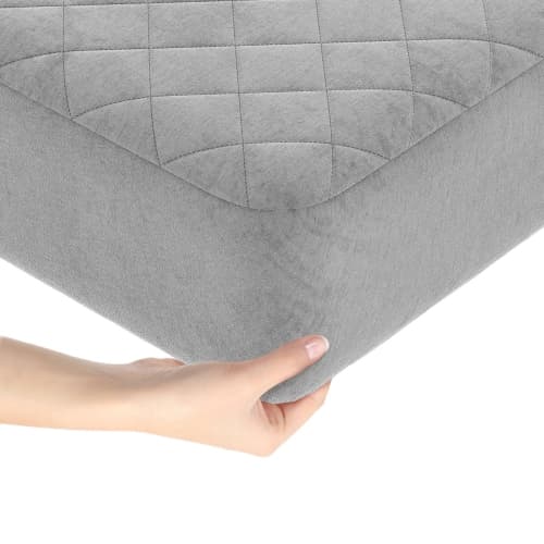 Costway Queen Size Mattress Protector with Deep Pocket Sponge Padding Anti-slip Bottom Gray