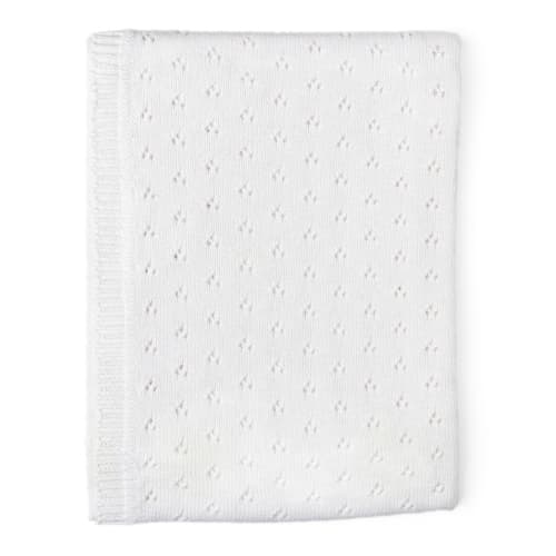 Baby Mode Pointelle Knit Blanket - White