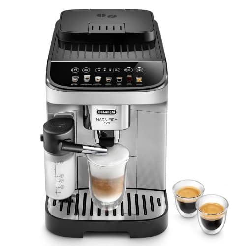 Open Box -De'Longhi Magnifica Evo Automatic Espresso Machin with Frother & Grinder & Over Ice Function-Silver/Black