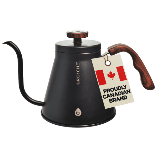 GROSCHE MARRAKESH Gooseneck Pour Over Stovetop Kettle with temperature guage, Stainless Steel Stovetop Kettle - 34 fl. oz, Black