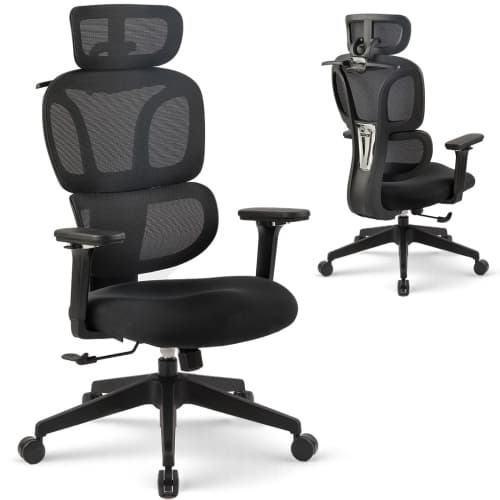 MotionGrey Mellow Ergonomic Office Chair-Comfy High Mesh Back Support with Adjustable Armrests-Black Desk Computer Chairs Perfect for Home Gaming and Offices - With Class 4 Piston