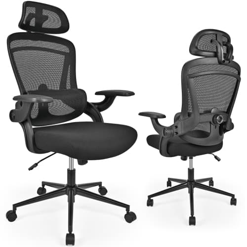 Ergonomic High Back Office Desk Chair with C-Shape Lumbar Support and Adjustable 2D Headrest, Mesh Swivel Executive Computer Chair