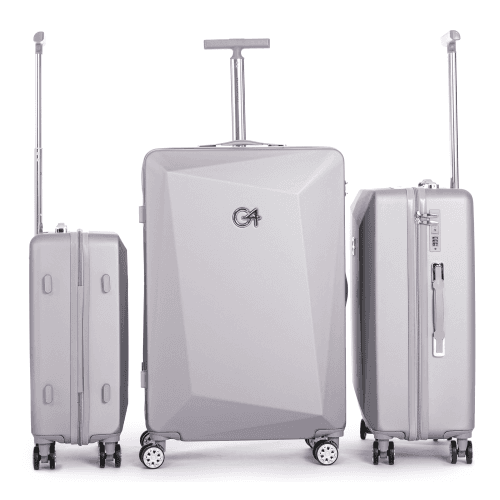 WINGOMART 3-Piece Luggage Set Lightweight Durable PC+ABS Hardshell, Double Spinner Wheels, TSA Lock - 20in/24IN/28in - Titanium