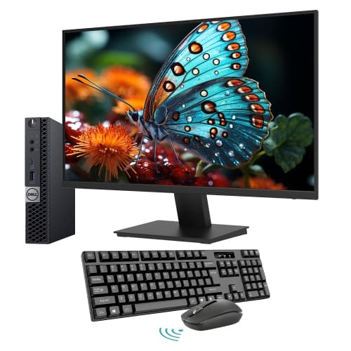 Refurbished (Good) - DELL OptiPlex 7060 Tiny/ Windows 11 Pro/ New 24inch FHD Monitor (Intel Core i5-8500T 8th Gen Processor/ 1TB SSD/ 32GB DDR4 RAM) Mini Business Computer