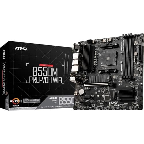 MSI B550M PRO-VDH WiFi ProSeries Motherboard (AMD AM4, DDR4, PCIe 4.0, SATA 6Gb/s, M.2, USB 3.2 Gen 1, AX Wi-Fi 6, D-SUB/HDMI/DP, Micro-ATX)