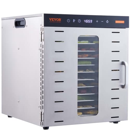 VEVOR Food Dehydrator Machine, 10 Stainless Steel Trays, 1000W Electric Food Dryer with Digital Adjustable Timer & Temperature for Jerky, Herb, Meat, Beef, Fruit, Dog Treats
