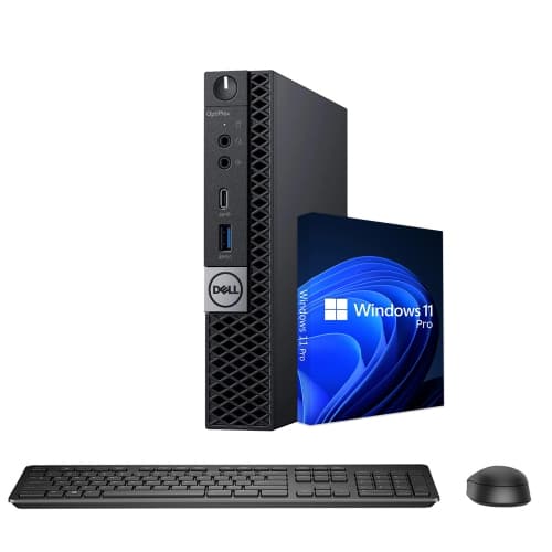 Refurbished (Good) - Dell OptiPlex 7070 Desktop Mini Compact PC/ Intel Core i5-9500T Processor/ 32GB DDR4 RAM/ 512GB NVMe SSD/ Windows 11 Pro/ Wireless Keyboard & Mouse