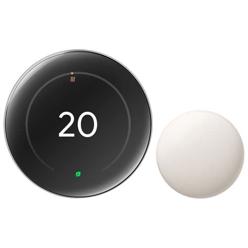Google Nest Learning Thermostat (4th Gen) with Nest Temperature Sensor (2nd Gen) - Energy Saving Smart Thermostat - Polished Silver