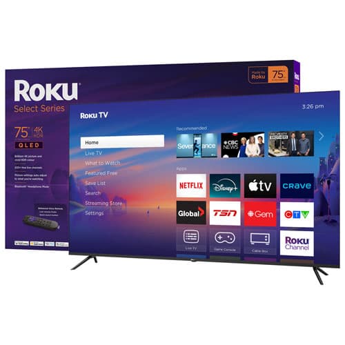 Roku Select Series 75" 4K UHD HDR10 QLED Dolby Audio Roku OS Smart TV (75R5C5CA) - 2025 - Great for Streaming - Only at Best Buy