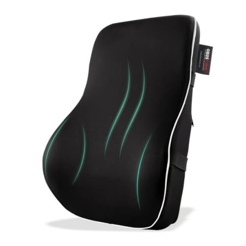 ObusForme Lumbar Support Memory Foam Back Rest with Dual Adjustable Straps – Ergonomic Cushion for Office Chair, Home Seating, Gaming Chair Removeable Washable Cover