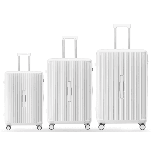 WINGOMART 3-Piece Luggage Set Lightweight Durable PC+ABS Hardshell, Double Spinner Wheels, TSA Lock - 22in/26IN/30in - WHITE