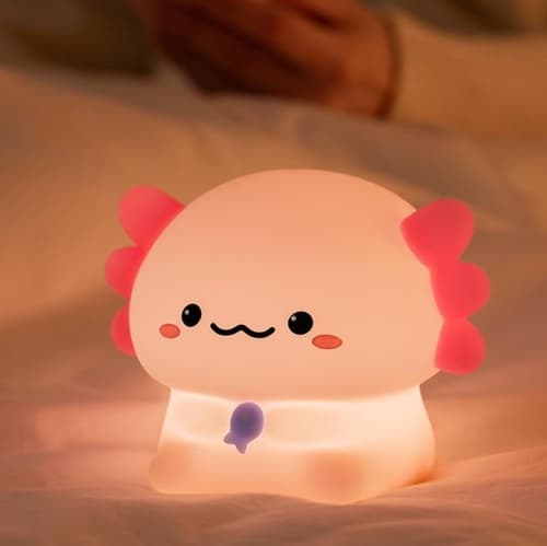 Cute Axolotl Silicone Night Light, Sitting Baby Newt Silicone Nursery Night Lamp, Rechargeable Table Lamp Bedside Lamp