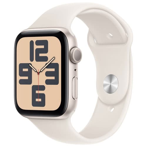 Refurbished (Fair) - Apple Watch SE (GPS) 44mm Starlight Aluminum Case with Starlight Sport Band - Medium/Large