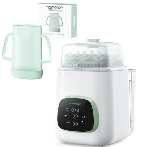 Momcozy All-in-One Baby Bottle Washer, Auto 3-in-1 Clean, Sterilize Dry, 26 Spray Jets, 9 Modes, HEPA Filter & Momcozy Squeeze Pouch Holder for Food Pouches and Drink Boxes