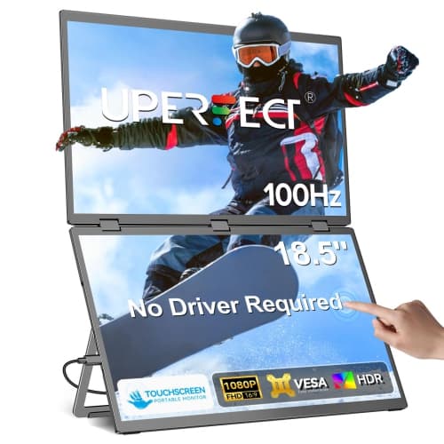 UPERFECT 18.5" 100Hz Dual Touchscreen Monitor with HDR, 360° Folding, VESA & Stand for Laptop, PC, Phone, Game Console (Plug & Play, No Driver Needed)