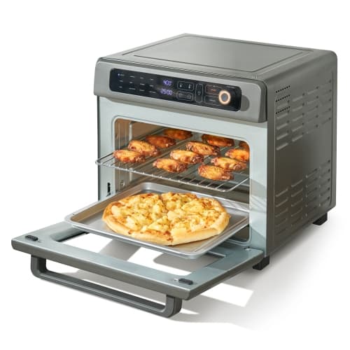 VEVOR 12-IN-1 Air Fryer Toaster Oven, 25L Convection Oven, 1700W Stainless Steel Toaster Ovens Countertop Combo with Grill, Pizza Pan, Gloves, 12 Slices Toast, 12-inch Pizza