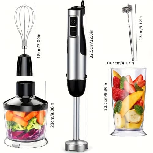 5-in-1 Hand Blender, Stainless Steel Immersion Blender, Stick-Type Stainless Steel Hand Blender