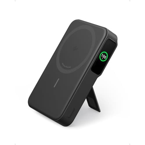Anker MagGo Power Bank, Qi2 Certified 15W Ultra-Fast MagSafe-Compatible Portable Charger, 10,000mAh Battery Pack with Smart Display, Foldable Stand (USB-C Cable Included), Black