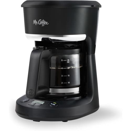 Mr. Coffee 5-Cup Programmable Coffee Maker, 25 oz. Mini Brew, Space-Saving Coffee Machine, Black