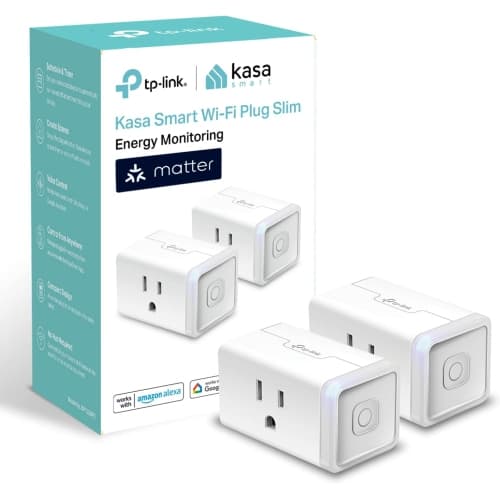 Kasa Matter Smart Plug w/ Energy Monitoring, Compact Design, 15A/1800W Max, Super Easy Setup(2-Pack), White