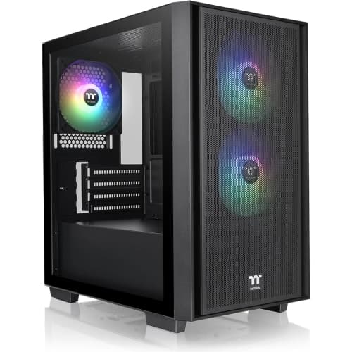 Thermaltake Versa H16 TG ARGB Black Micro ATX Tower Case with Tempered Glass Side Panel, 3 Pre-Installed ARGB Fans