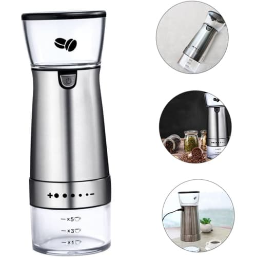 Electric Stainless Steel Coffee Grinder Portable Coffee Bean Grinder Easy to Clean Silver