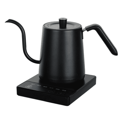 Black Compact Electric Gooseneck Kettle - 0.8L, 1000W Fast Boil, Precise Temp Control (40-90°C), Ideal for Pour-Over Coffee & Tea