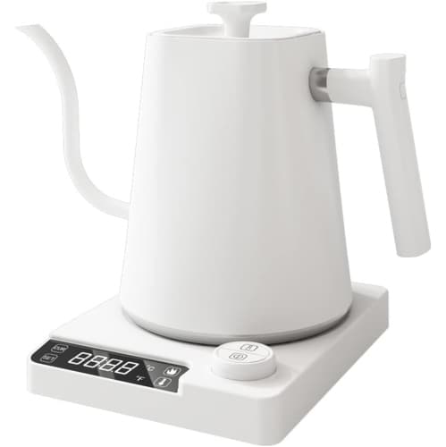 Smart gooseneck kettle electric kettle - precise temperature control, 1200W fast heating, anti-drip spout, 900ml home/office/coffee shop (white)