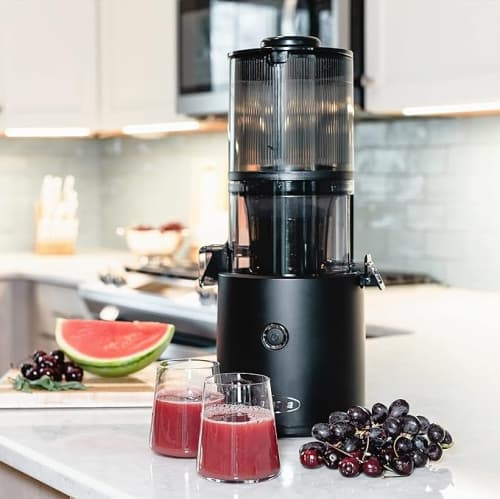 OPENBOX-Omega Juicer JC2022BK11 Slow Masticating Cold Press Vegetable and Fruit Juice Extractor Effortless Series for Batch Juicing with Extra Large Hopper for No-Prep