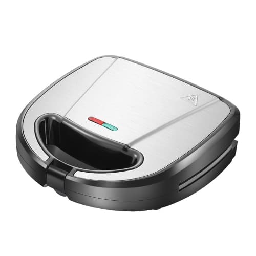 6-in-1 breakfast machine with removable tray - 750W double-sided heating for waffles, sandwiches and donuts - compact and portable, dishwasher safe
