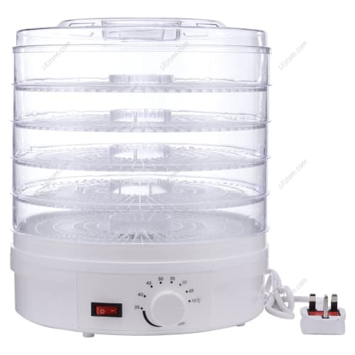 Deshidratador de frutas y verduras o secador de alimentos para frutas, verduras y carne seca, rango de temperatura ajustable de 35 a 70°C, 5 bandejas apilables, potencia 350W